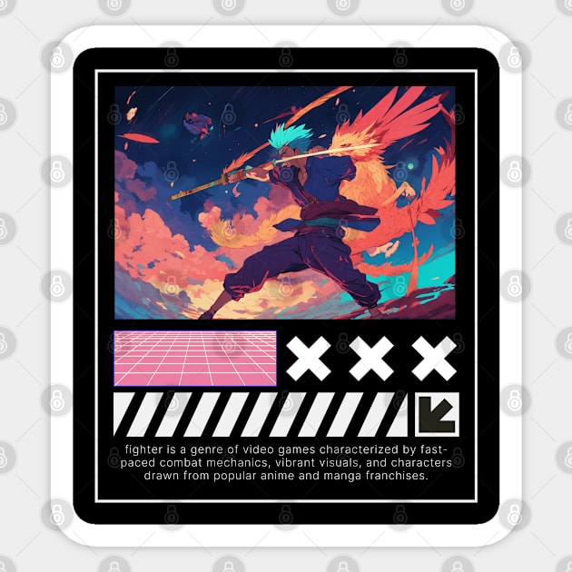 Anime Fighter retro image Sticker by LENTEE